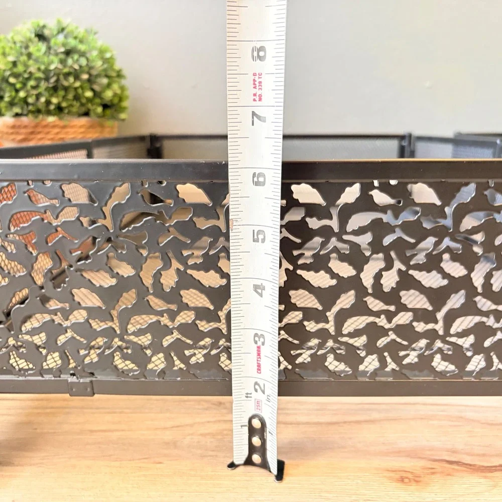 2 Black Metal Mesh Rolling Underbed Storage Bins Bird Leaf Design Foldable